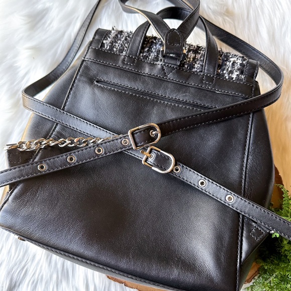 Michael Kors Whitney Mini Black Leather Tweed Textured Backpack Purse 30F8SXIB6C - Picture 11 of 11